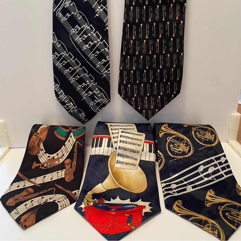 Lot Of 5 Vintage Musical Themed Ties